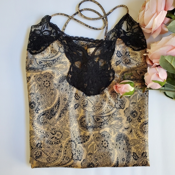 Lucie Ann II Vintage Paisley Silky Floral Lace Slip Top Nighty Teddy Lin… - Picture 15 of 16